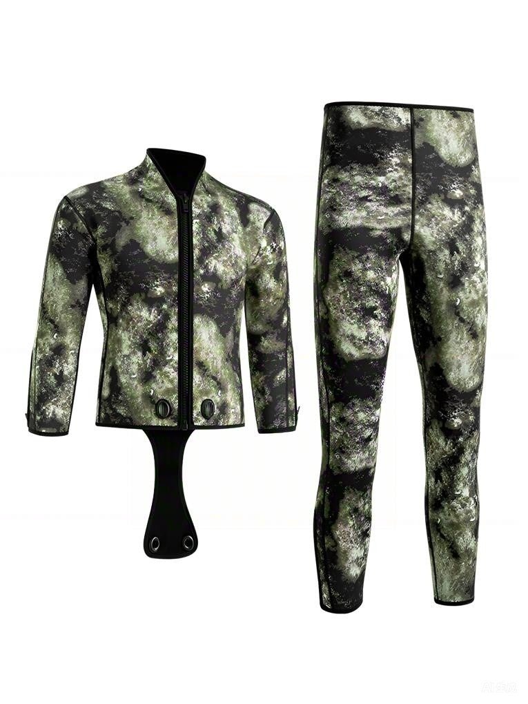 Men's Two-Piece Front Zip Spearfishing Wetsuit 3/5mm | OEM/ODM Available