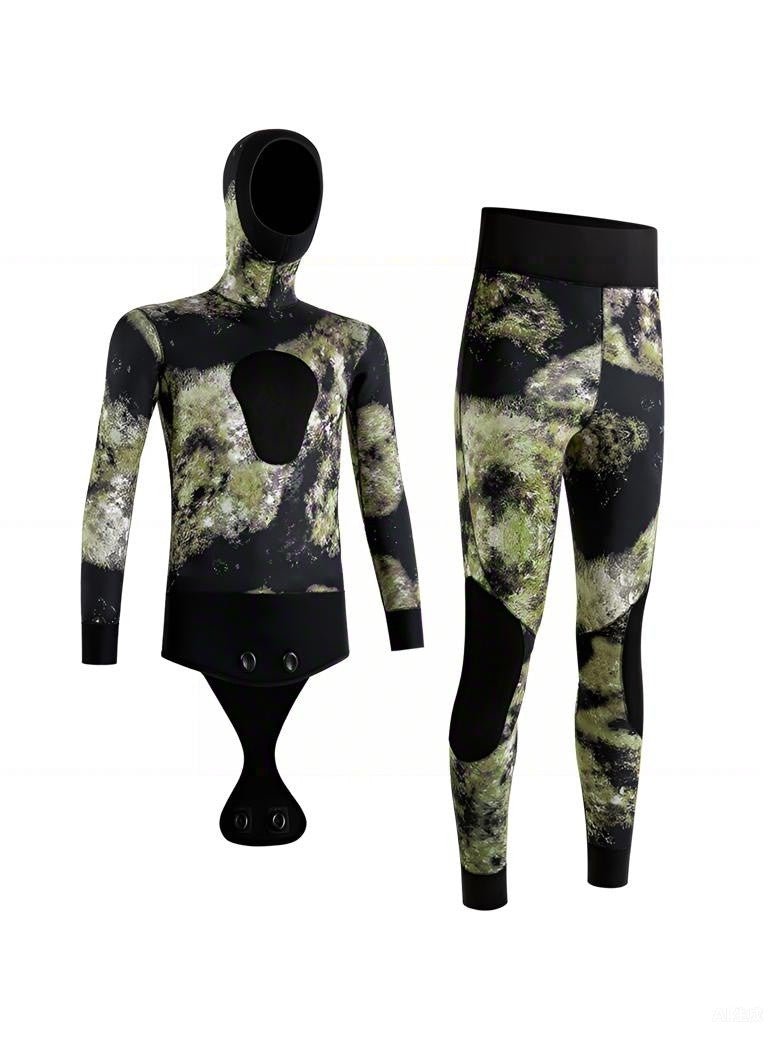 Men’s Two-Piece Hooded Camouflage Wetsuit 5mm | OEM/ODM Available