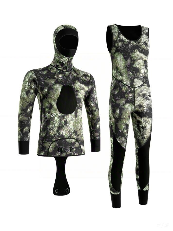 Men's Two-Piece Hooded Spearfishing Wetsuit 3/5 mm | OEM/ODM Available