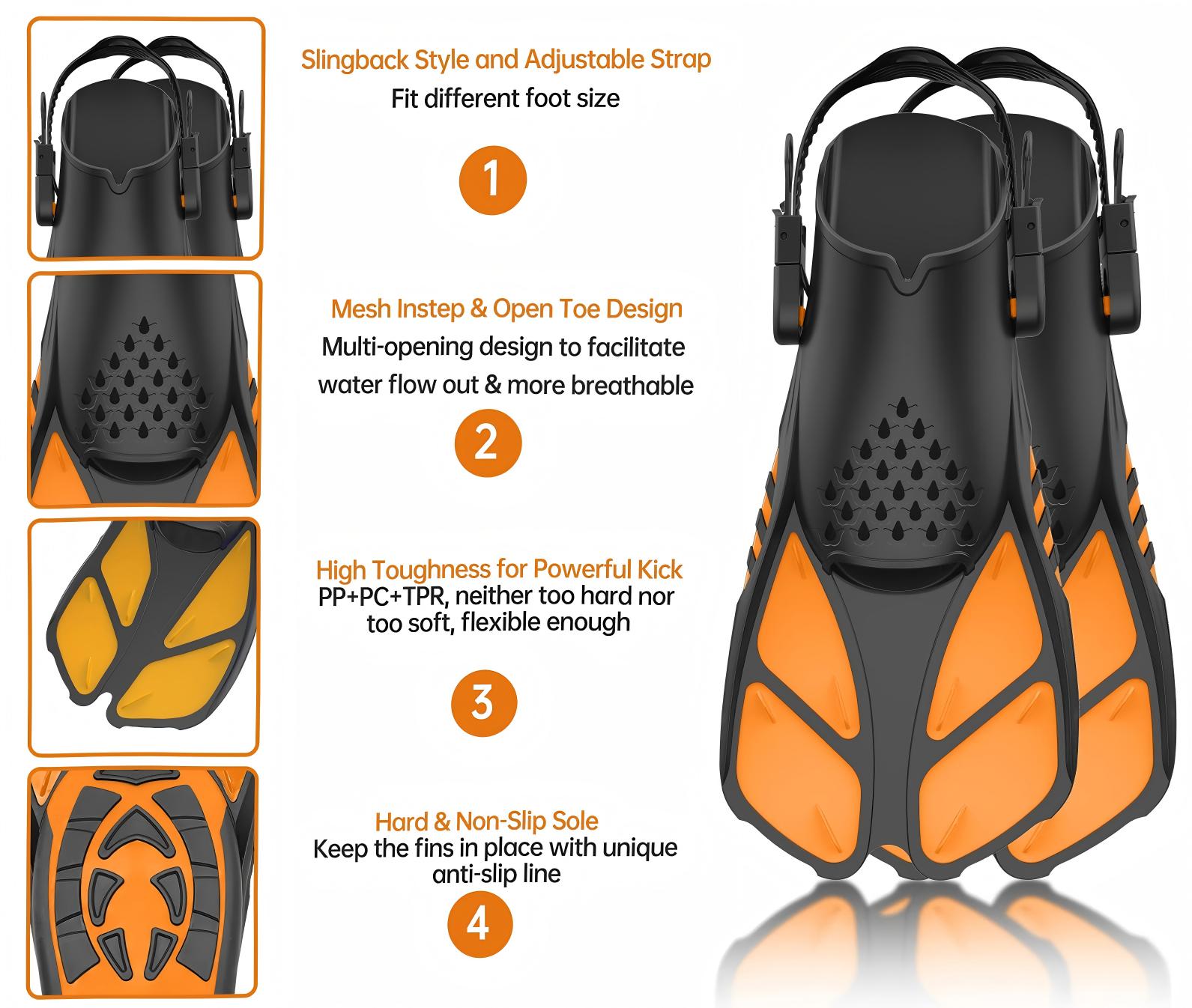 Adjustable Snorkel Fins - RT6018 Comfortable | OEM/ODM Available - OUTTERCARE